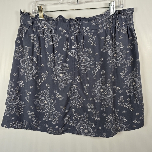 Madewell Paperbag Button Front Mini Skirt Blue Dandelion Floral Print Size XL - Picture 3 of 11